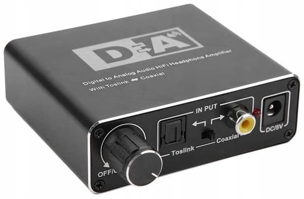 KONVERTER FORSTÆRKER TOSLINK COAXIAL 2x CINCH DAC