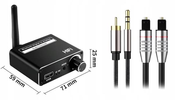 BLUETOOTH SÄNDARE 5.0 LJUDOMVÄNDARE DAC 5.1 BT MOTTAGARE CINCH AUX USB
