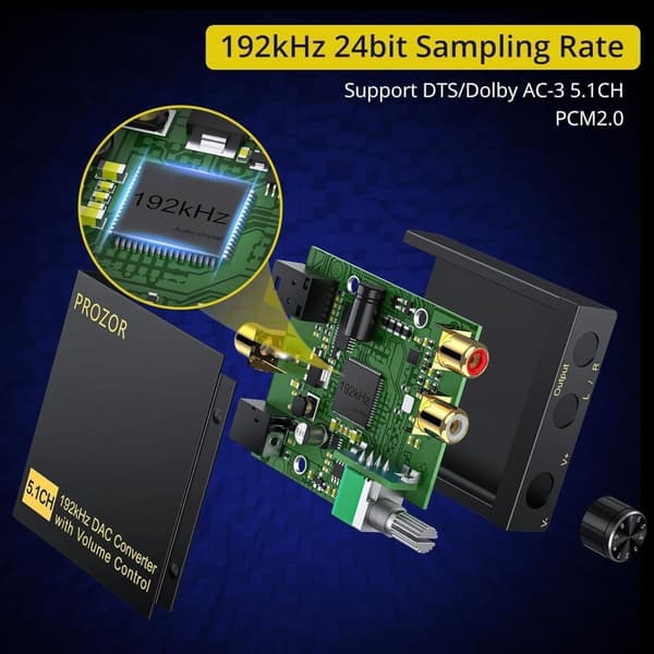 NÖRDIC Digital till Analog DAC 192Khz 5.1CH Koaxial Toslink DTS Dolby AC3