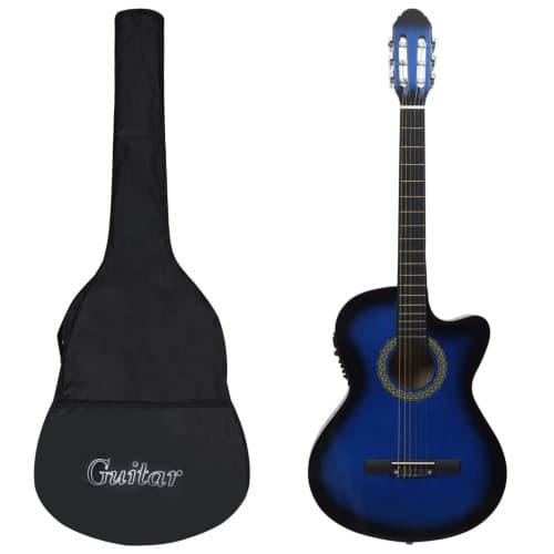 Gitarr western 12 delar med EQ-pedal och 6 strängar blå
