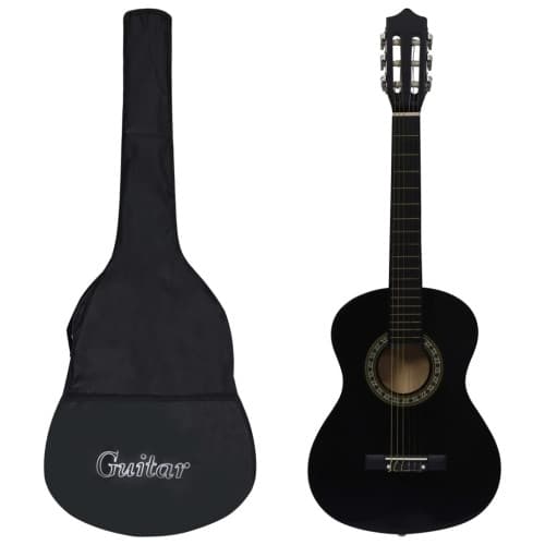 Gitarr för nybörjare och barn med fodral klassisk svart 1/2 34"