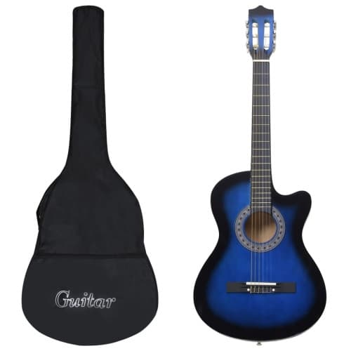 Gitarr 12 delar med 6 strängar western blå 38"