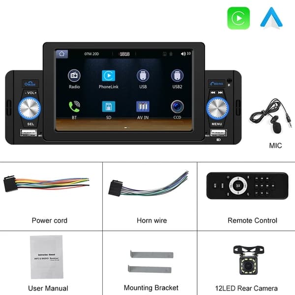 Bil Stereo Radio, Carplay Kompatibilitet, Bluetooth Forbindelse, Carplay