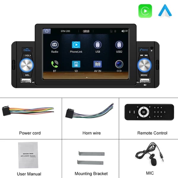 Bil Stereo Radio, Carplay Kompatibilitet, Bluetooth Forbindelse, Carplay