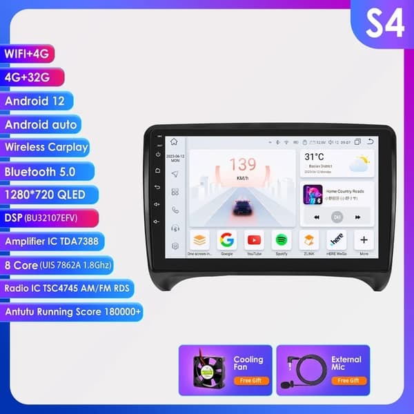 Carplay+Auto Android Radio, 8G 128G tallennustila, GPS-navigointi, S7-6G 128G-8cores-4G