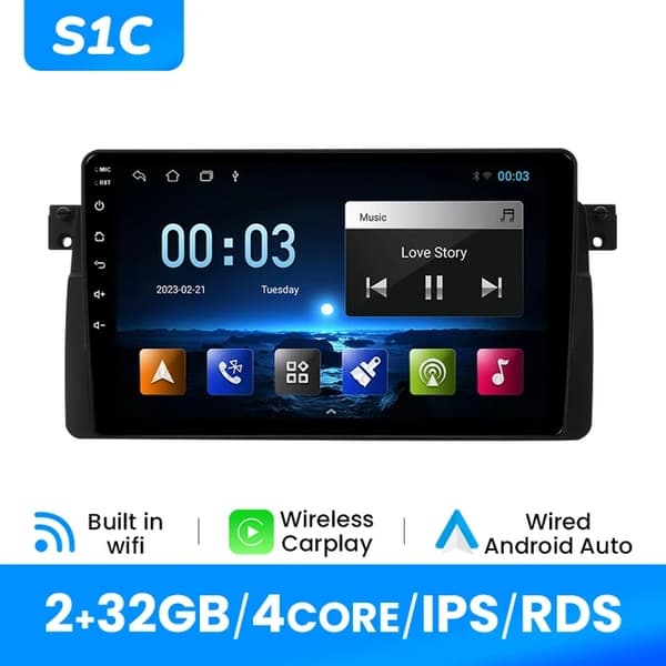 CarPlay bilradio, AI stemmestyring, multimedie GPS, S1(2G 32G)OBD Cam