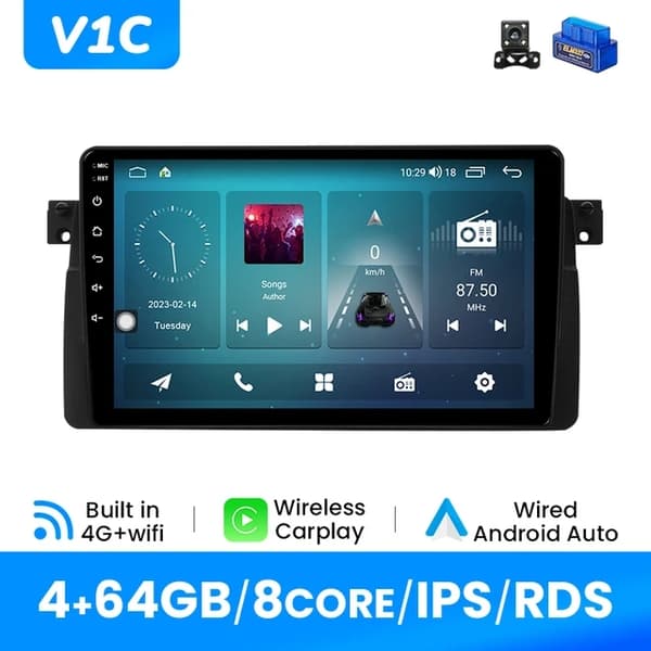 CarPlay bilradio, AI stemmestyring, multimedie GPS, S1(2G 32G)OBD Cam