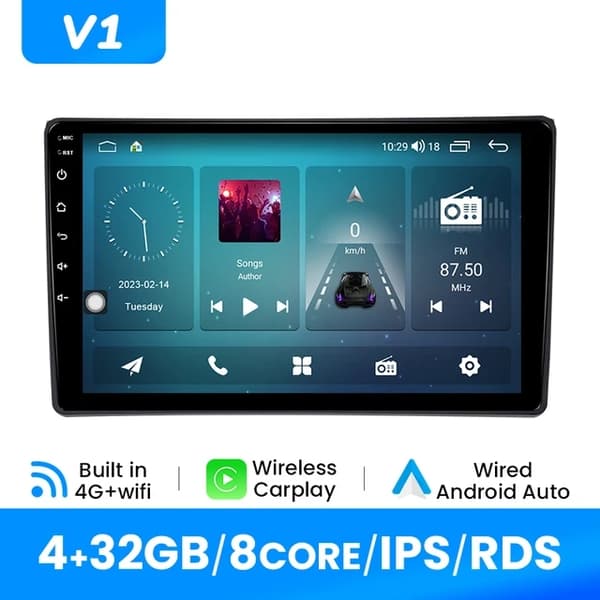 Carplay-autoradiosoitin, langaton yhteys, Android 12 -käyttöjärjestelmä, V2C (8GB 128GB)