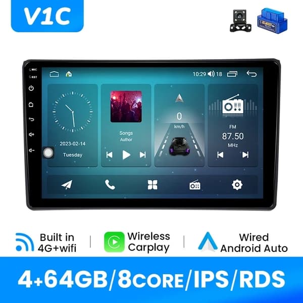Carplay-autoradiosoitin, langaton yhteys, Android 12 -käyttöjärjestelmä, V2C (8GB 128GB)