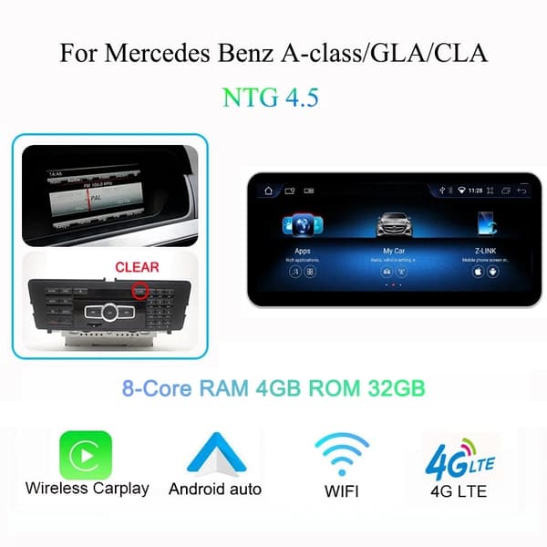 Auton Android-multimediasoitin, Bluetooth-yhteys, GPS-navigointi, NTG45 2G 32GB WIFI, kahdeksanytiminen