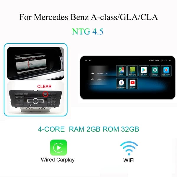 Auton Android-multimediasoitin, Bluetooth-yhteys, GPS-navigointi, NTG45 2G 32GB WIFI, kahdeksanytiminen