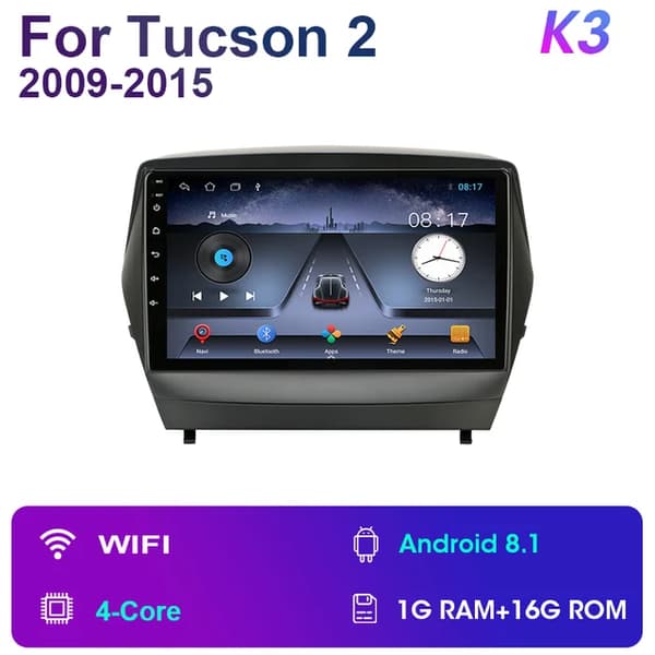 Hyundai Tucsonin autosoitin, Android 11, Carplay Auto Stereo, K3