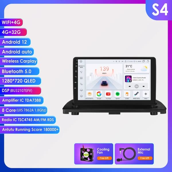 Android bil stereo, GPS navigation, multimedie videoafspiller, 8 kerner-4G 32G -S4