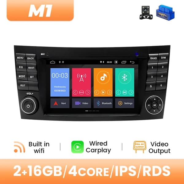 Langaton Carplay-autoradiosoitin, AI-ääninavigointi, Mercedes Benz -yhteensopivuus, 2GB 16GB OBD-kamera