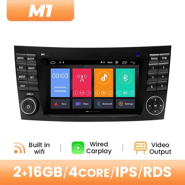 Langaton Carplay-autoradiosoitin, AI-ääninavigointi, Mercedes Benz -yhteensopivuus, 2GB RAM 16GB ROM