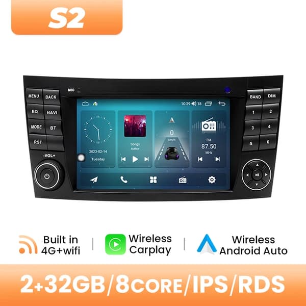 Langaton Carplay-autoradiosoitin, AI-ääninavigointi, Mercedes Benz -yhteensopivuus, 2GB RAM 32GB ROM