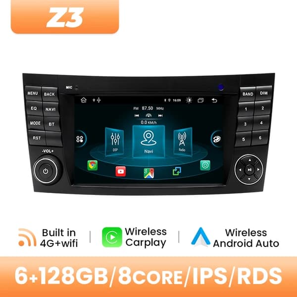 Langaton Carplay-autoradiosoitin, AI-ääninavigointi, Mercedes Benz -yhteensopivuus, 6GB RAM 128GB ROM