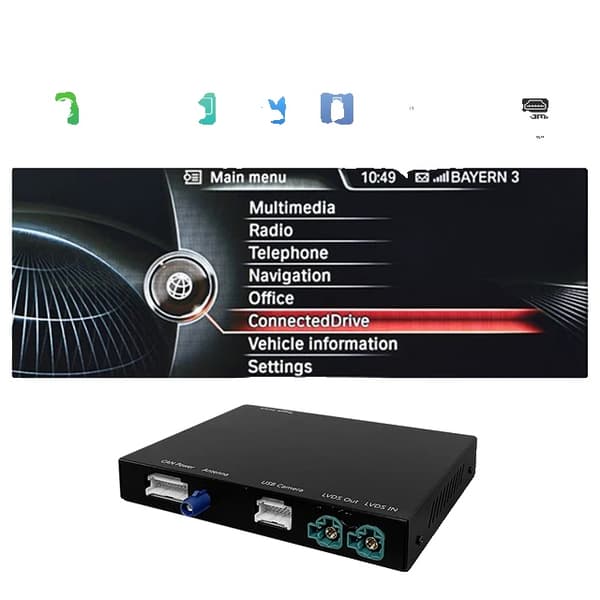 Langaton CarPlay Android Auto, Mirror Link -toiminnot, BMW 5 7 -sarjan yhteensopivuus, NBT ID4-Musta