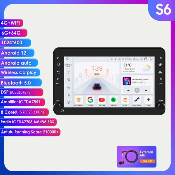Carplay, Trådløs forbindelse, GPS-navigation, S6