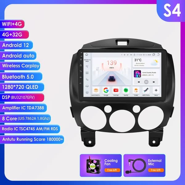 Bil Android Radio, Multimedia Spelare, GPS Navi, S4-4G 32G-8kärnor-4G