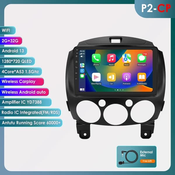 Bil Android Radio, Multimedia Spelare, GPS Navi, P2CP-2G 32G-4kärnor