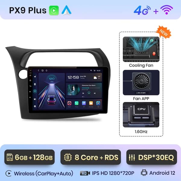 CarPlay bilradio, Android Auto, GPS, 4G-WIFI 6GB-128GB