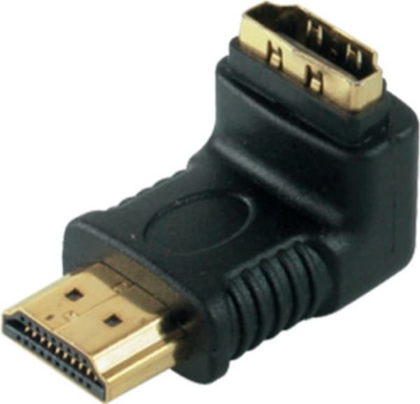 S/CONN maksimal tilslutningsadapter, HDMI-stik til HDMI-stik, vinklet design, nedadgående stikkontakt, guldbelagte kontakter, 4K2K-kompatibel (77407)