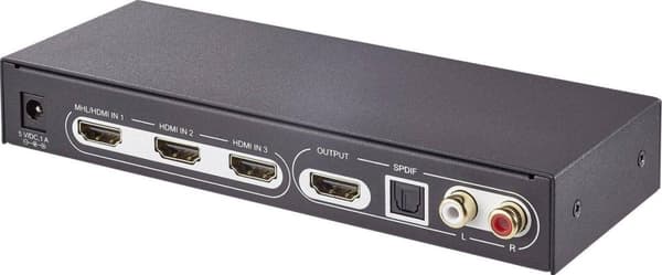 SpeaKa Professional 3 porte HDMI switch 3D display muligt, med fjernbetjening, ARC (Audio Return Channel) 3840 x 2160 pixel