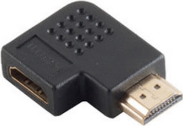 S/CONN adapter för maximal anslutning, HDMI-kontakt till HDMI-uttag, 90° vinkelversion, guldpläterade kontakter, 4K2K-kompatibel (77412)