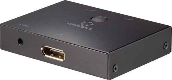 Renkforce 2-porte DisplayPort-switch Tovejs anvendelig 3840 x 2160 Pixel