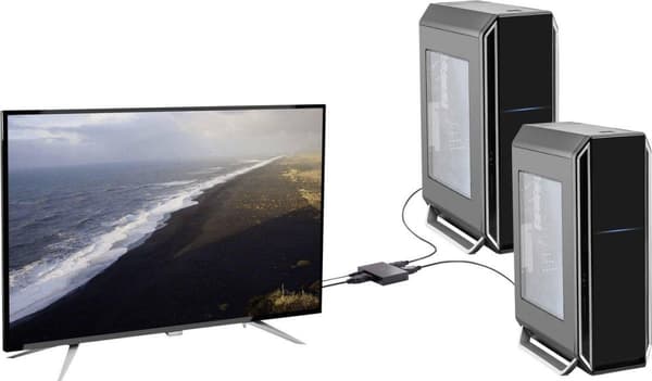 Renkforce 2-porte DisplayPort-switch Tovejs anvendelig 3840 x 2160 Pixel