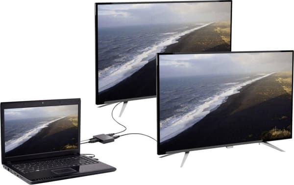 Renkforce 2-porte DisplayPort-switch Tovejs anvendelig 3840 x 2160 Pixel