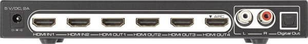 SpeaKa Professional 4 portar HDMI splitter + ljudportar, + fjärrkontroll 3840 x 2160 pixlar Svart