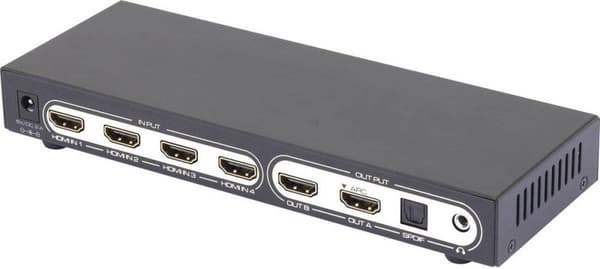 Speaka Professional 6-porttinen HDMI-matriisikytkin, jossa kuva kuvassa kaukosäätimellä 3840 x 2160 pix
