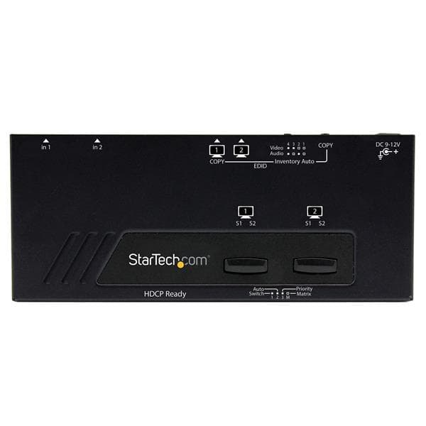 StarTech.com 2x2 Port HMDI Switch/Splitter - Automatisk växling med fjärrkontroll - 1080p - 2 In 2 Out HDMI Auto Switch