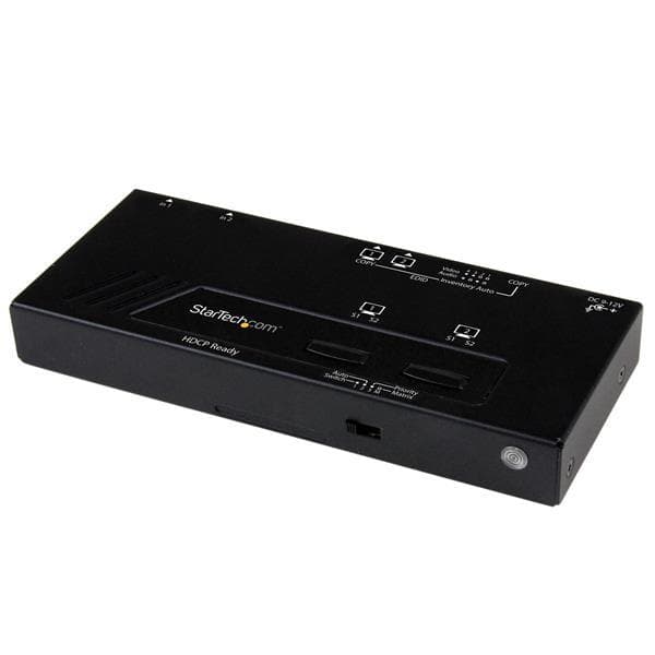 StarTech.com 2x2 Port HMDI Switch/Splitter - Automatisk växling med fjärrkontroll - 1080p - 2 In 2 Out HDMI Auto Switch