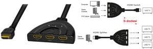 LogiLink - Video/Audio Splitter/Switch - 3 x HDMI - Desktop