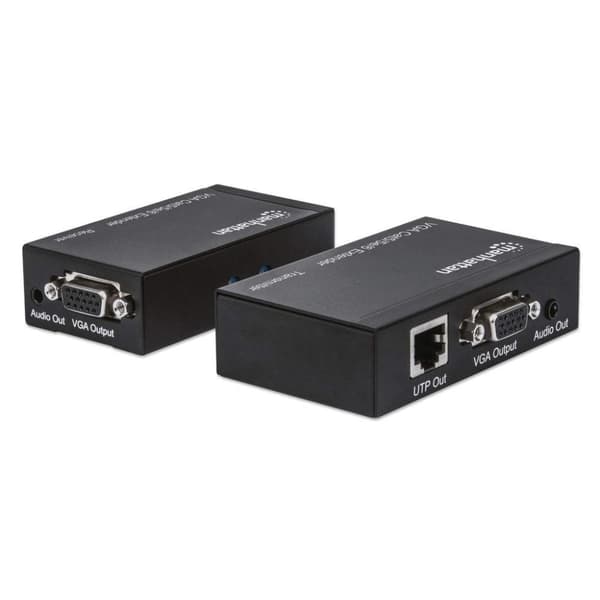 Manhattan VGA Cat5/5e/6 Extender (förlänger video- och ljudsignaler upp till 300 m) svart 177344