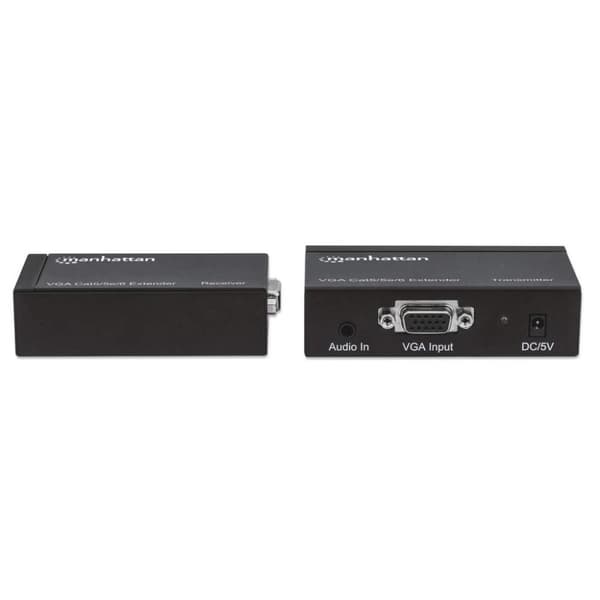 Manhattan VGA Cat5/5e/6 Extender (förlänger video- och ljudsignaler upp till 300 m) svart 177344