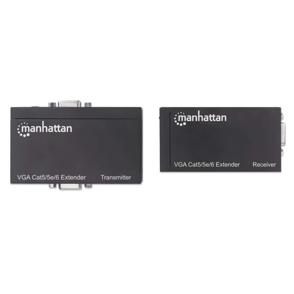Manhattan VGA Cat5/5e/6 Extender (förlänger video- och ljudsignaler upp till 300 m) svart 177344