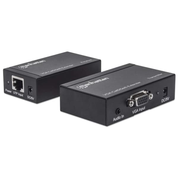 Manhattan VGA Cat5/5e/6 Extender (förlänger video- och ljudsignaler upp till 300 m) svart 177344