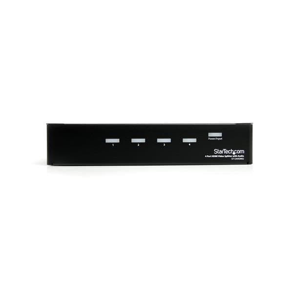 StarTech.com 4-porttinen nopea HDMI-videojakaja, jossa ääni jopa 15,0 metriin - Videonjakaja - 4 x HDMI + 4 x ääni - pöytäkone (ST124HDMI2)