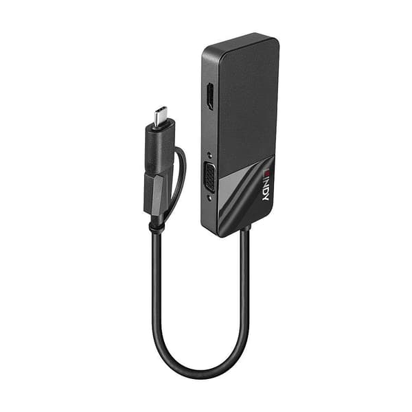 Lindy - Videoadapter - USB Typ A hane till HD-15 (VGA), HDMI - 10 cm - svart
