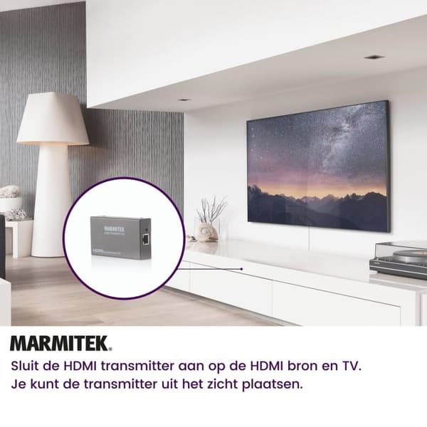 Marmitek MegaView 90 HDMI-förlängare | över 1 CAT 5e/6-kabel eller nätverk (IP/LAN) | Full HD | 100-120m |