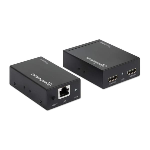 Manhattan HDMI over Ethernet Extender Kit (HDMI-signalförlängning (1080p upp till 50m) via en Cat6 nätverkskabel/infrarött stöd) 207461