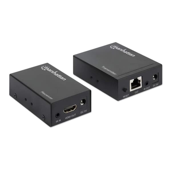 Manhattan HDMI over Ethernet Extender Kit (HDMI-signalförlängning (1080p upp till 50m) via en Cat6 nätverkskabel/infrarött stöd) 207461
