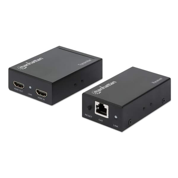 Manhattan HDMI over Ethernet Extender Kit (HDMI-signalförlängning (1080p upp till 50m) via en Cat6 nätverkskabel/infrarött stöd) 207461