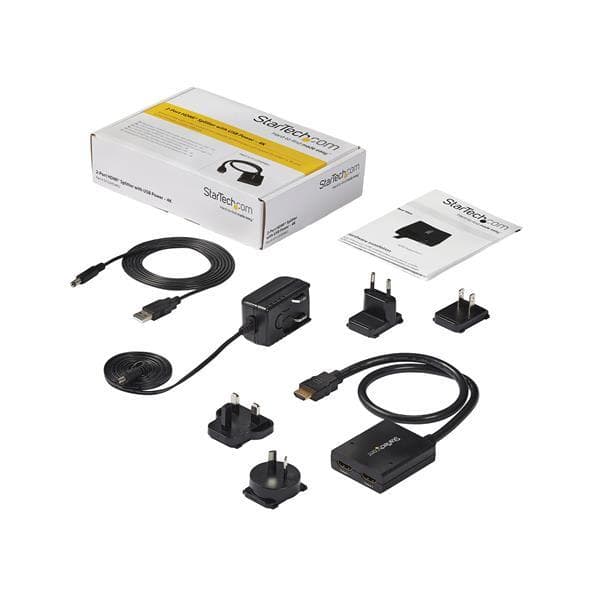 StarTech.com 4K HDMI 2-ports videosplitter - USB eller strømadapter - 4K 30Hz - Video/lydsplitter - 2 x HDMI - Desktop (ST122HD4KU)