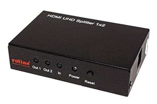 ROLINE 4K HDMI Splitter 1 in 2 out | 2-portars HDMI-fördelare | Videoupplösning i 4K Ultra HD och 3D-kvalitet | HDMI-adapter Video / Ljud | 2 gånger s