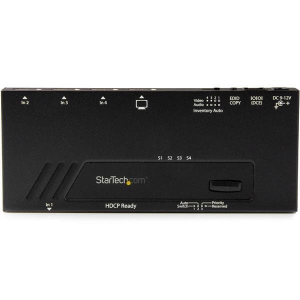 StarTech.com 4-portars HDMI automatisk videoswitch, 4K 2x1 HDMI-switch med snabbväxling, automatisk avkänning och seriell kontroll
